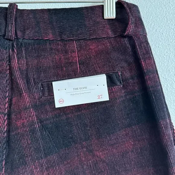 AG The Elvie Black and Red Plaid High Rise Crop Trouser Pants Women's 27 NWT - Picture 7 of 10